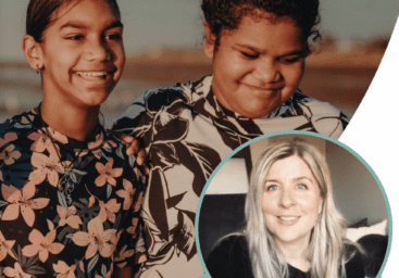 two kids smiling and karen young in how parents and carers can strengthen children and teens against anxiety