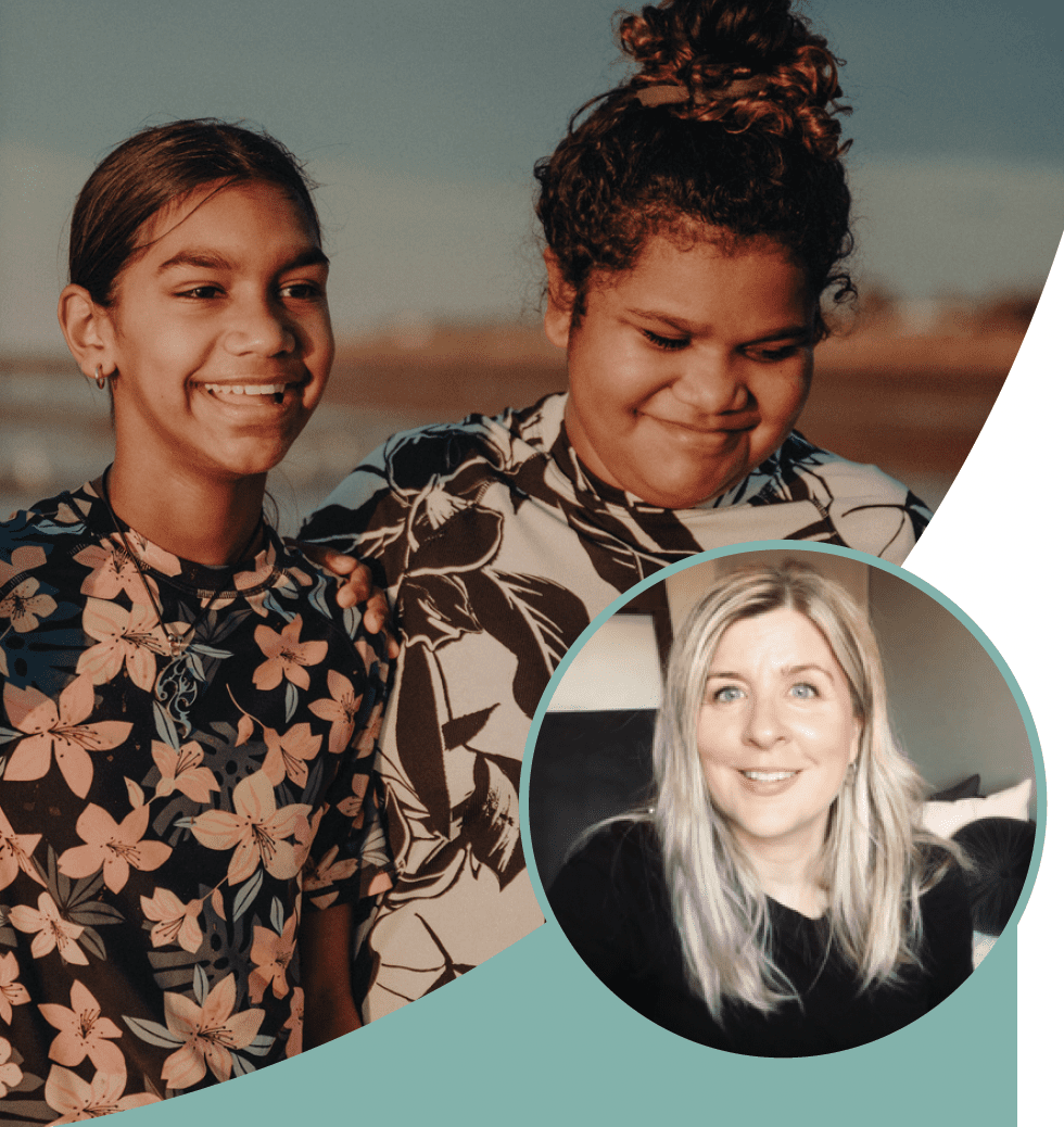 two kids smiling and karen young in how parents and carers can strengthen children and teens against anxiety