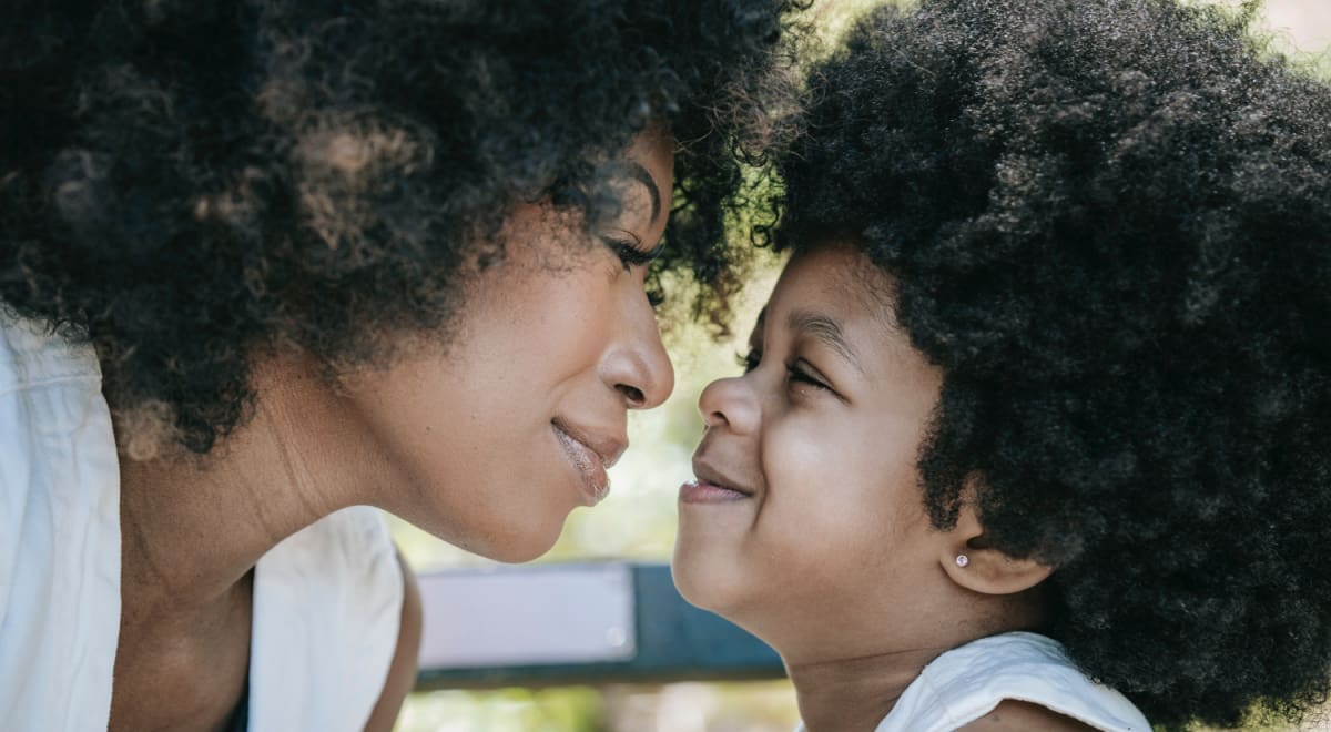Mom and daughter in duality of parenting